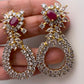 AD and Pink Stone Earrings