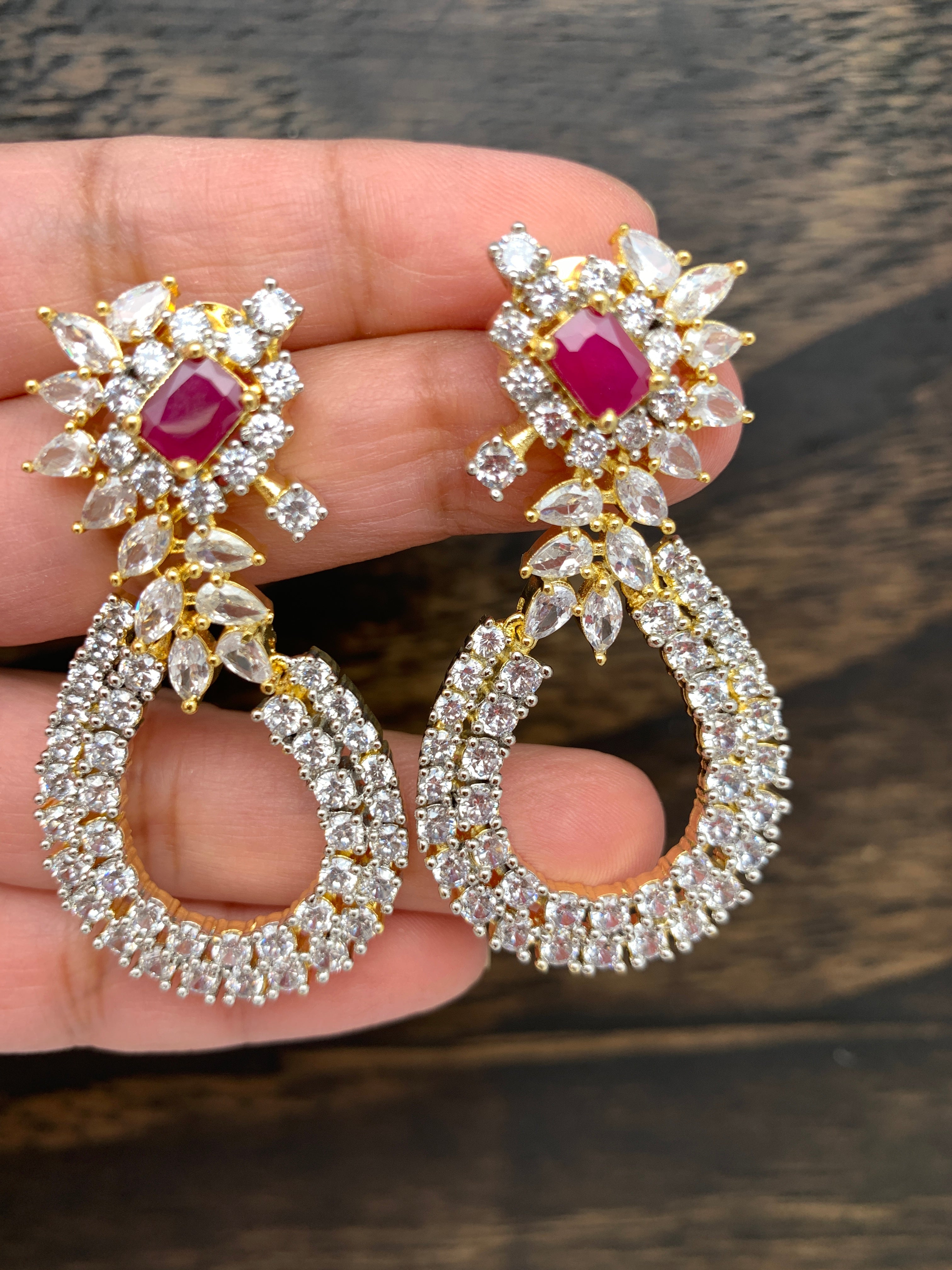 Natural Pink Rhodonite Earrings | Pink Stone Earrings with Gold Charm |  Rhodonite Dangle Earrings | Stone of Love Earrings