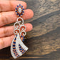 AD and Blue Stone Long Earrings in Rose Gold Polish