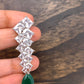 AD Earrings with Green Stone in Silver Polish
