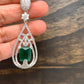 AD Earrings with Green Stone in Silver Polish