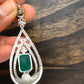AD Earrings with Green Stone in Silver Polish
