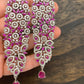 AD Earrings with Pink Stone in Silver Polish