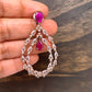 AD Earrings with Pink Stone and Dual Tone Polish