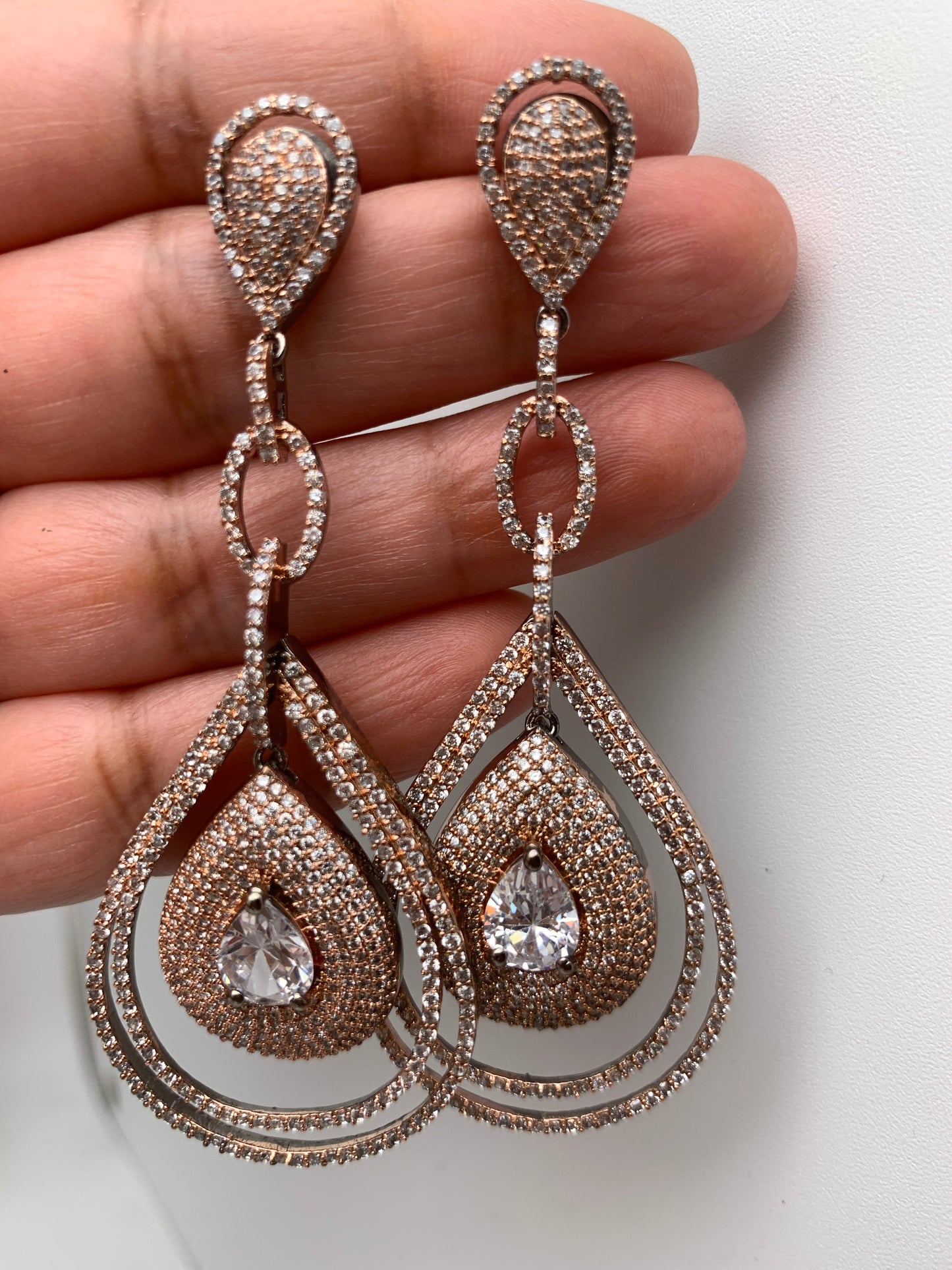 AD Earrings in Victorian and Rose Gold Polish