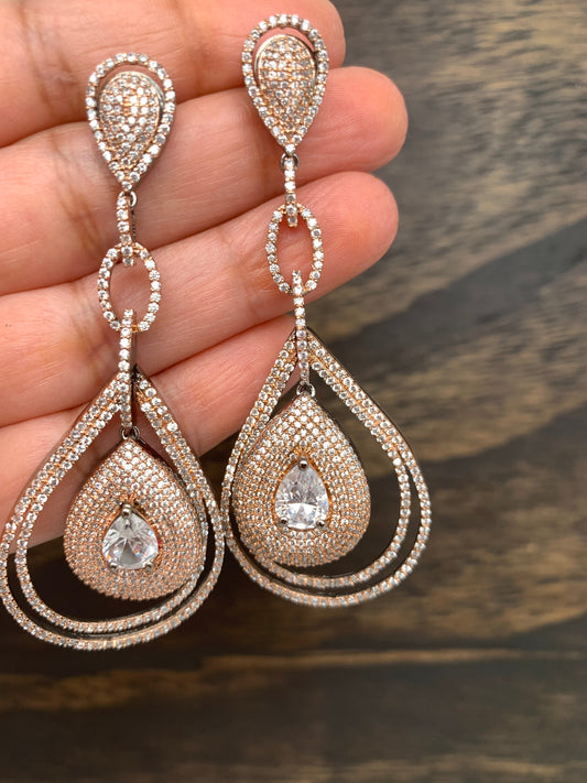 AD Earrings in Victorian and Rose Gold Polish