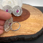 AD Pink Stone Earrings with Ring in Silver Polish