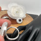 AD Blue Stone Earrings with Ring in Silver Polish