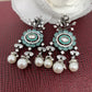 AD Mint Green Stone victorian polish Earrings
