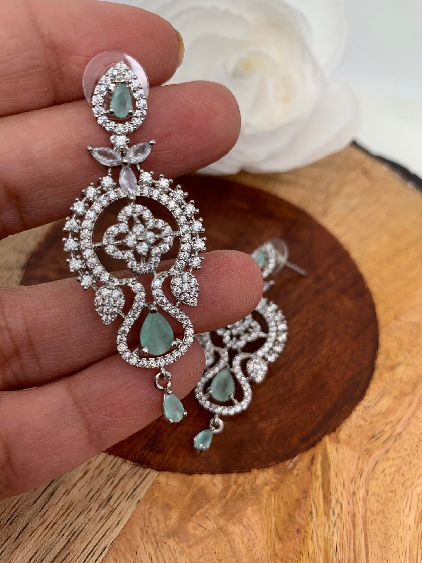 Simple AD Mint Green Silver Polish Earrings