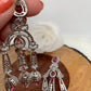 AD Wine Red Chandelier Silver Polish Earrings