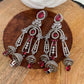AD Wine Red Chandelier Silver Polish Earrings
