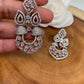 AD Pink Stone Silver Polish Earrings