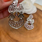 AD Pink Stone Silver Polish Earrings