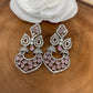 AD Pink Stone Silver Polish Earrings