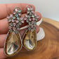 Moissanite Mint Green Pink Stone Silver Polish Earrings