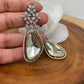 Moissanite Mint Green Pink Stone Silver Polish Earrings