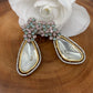 Moissanite Mint Green Pink Stone Silver Polish Earrings