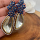 Moissanite Blue Stone Silver Polish Earrings