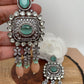 Kundan Mint Green Peach Victorian Polish Long Earrings