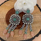 Kundan Mint Green Peach Victorian Polish Long Earrings