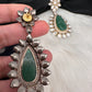 Green Carved Stone Kundan Earrings