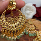 Green Stone Polki Chandbali Earrings with Maang Teeka