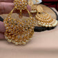 Pearls Polki Chandbali Earrings with Maang Teeka