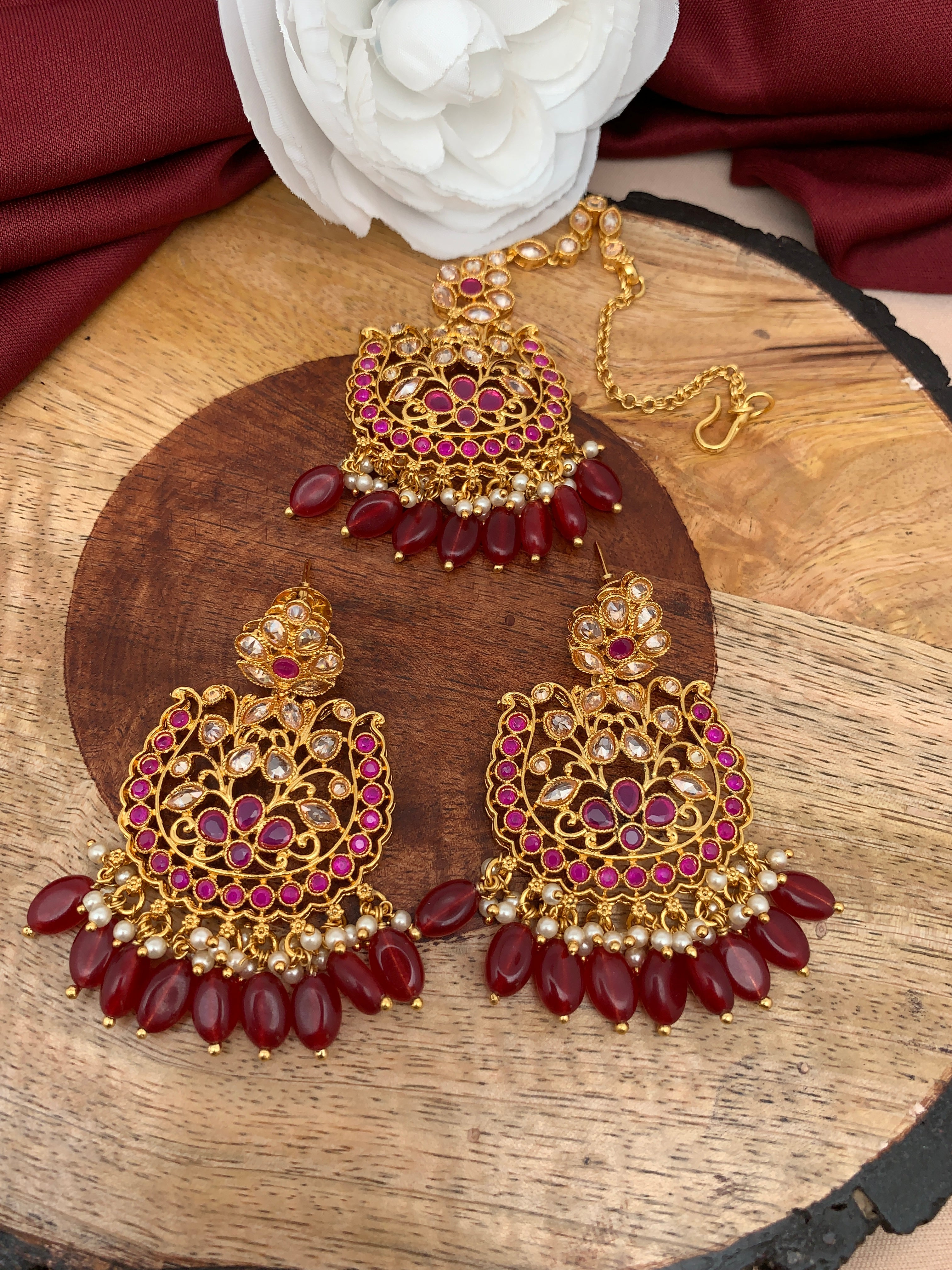 Update 226+ traditional red stone earrings latest