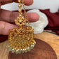 Mint Green Stone Polki Mint Green Beads Earrings with Maang Teeka