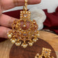 Clear Stone Polki Pearls Chandbali Jhumki with Maang Teeka