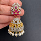 AD Ruby Red Stone Jhumki
