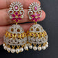 AD Ruby Red Stone Jhumki