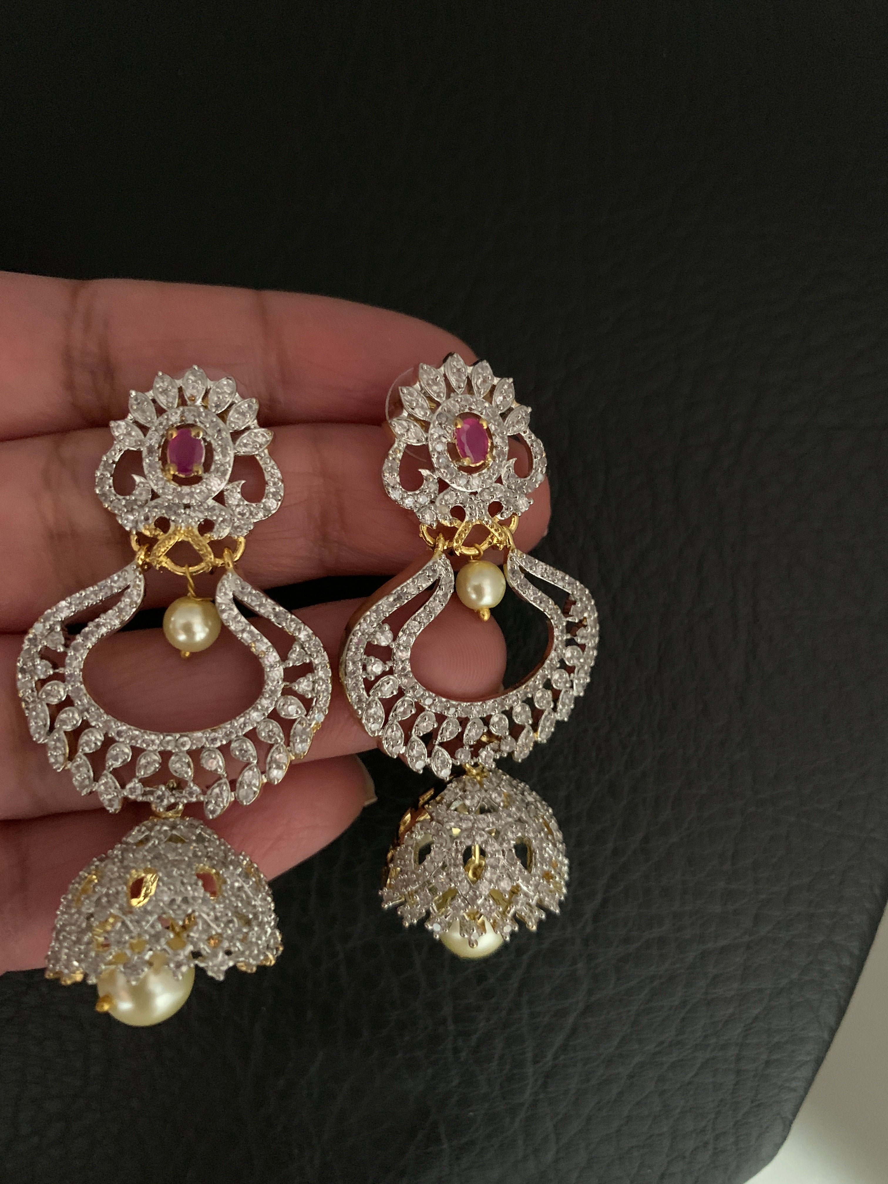 Adruby AD Ruby Red Stone Earrings – Sheetal's FabFashion