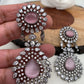 American Diamond Pink Stone Victorian Polish Earrings