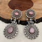 American Diamond Pink Stone Victorian Polish Earrings