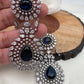 American Diamond Blue Stone Victorian Polish Earrings