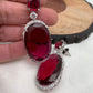 Red Doublet Stone AD Oval Earrings