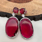Red Doublet Stone AD Oval Earrings