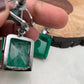 Green Square Doublet Stone AD Earrings