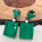 Green Square Doublet Stone AD Earrings
