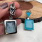 Turquoise Square Doublet Stone AD Earrings