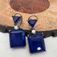 Blue Square Doublet Stone AD Earrings