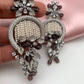 AD Color Stone Floral Design Victorian Earrings - Purple