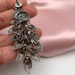 AD Color Stone Peacock Statement Victorian Earrings - Purple