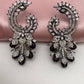 AD Color Stone Statement Victorian Earrings - Purple
