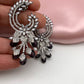 AD Color Stone Statement Victorian Earrings - Purple