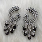 AD Color Stone Statement Victorian Earrings - Purple