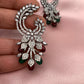 AD Color Stone Statement Victorian Earrings - Red