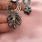 AD Color Stone Statement Victorian Earrings - Red